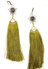 Load image into Gallery viewer, Amethyst and Gold Tassel Earrings