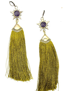 Amethyst and Gold Tassel Earrings