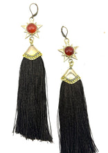Load image into Gallery viewer, Red Agate Tassel Earrings