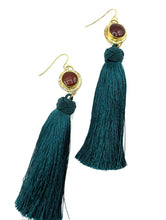 Load image into Gallery viewer, Red onyx tassel earrings