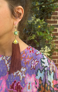 White Jade Tassel Earrings