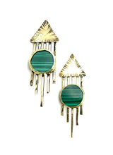 Load image into Gallery viewer, Malachite Clock Earrings